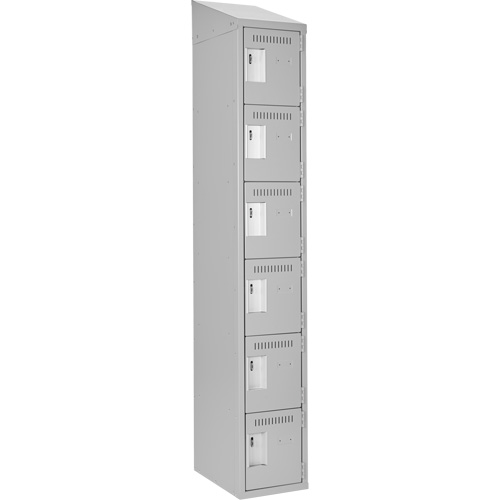 Clean Line Lockerette , 6 -tier, 12" x 18" x 78", Steel, Grey, Rivet (Assembled) Oxymax Inc