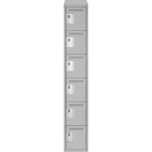 Clean Line Lockerette , 6 -tier, 12" x 18" x 78", Steel, Grey, Rivet (Assembled) Oxymax Inc