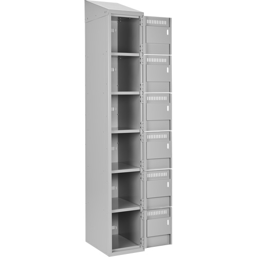 Clean Line Lockerette , 6 -tier, Bank of 4, 48" x 18" x 78", Steel, Grey, Rivet (Assembled) Oxymax Inc
