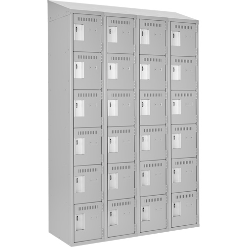 Clean Line Lockerette , 6 -tier, Bank of 4, 48" x 18" x 78", Steel, Grey, Rivet (Assembled) Oxymax Inc