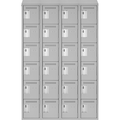 Clean Line Lockerette , 6 -tier, Bank of 4, 48" x 18" x 78", Steel, Grey, Rivet (Assembled) Oxymax Inc