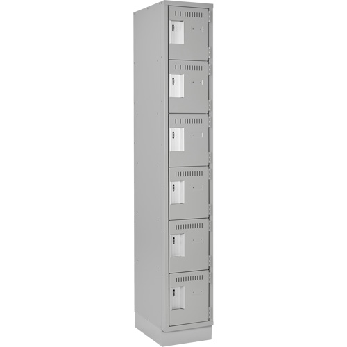 Clean Line Lockerette, 6 -tier, 12" x 18" x 76", Steel, Grey, Rivet (Assembled) Oxymax Inc