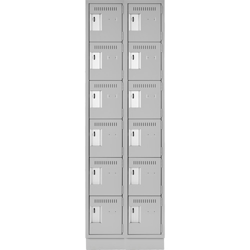 Clean Line Lockerette, 6 -tier, Bank of 2, 24" x 18" x 76", Steel, Grey, Rivet (Assembled) Oxymax Inc