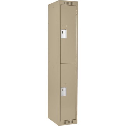 Clean Line Lockers, 2 -tier, 12" x 18" x 72", Steel, Beige, Rivet (Assembled) Oxymax Inc