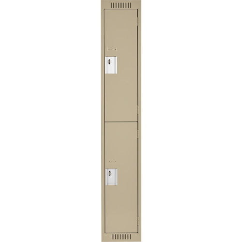 Clean Line Lockers, 2 -tier, 12" x 18" x 72", Steel, Beige, Rivet (Assembled) Oxymax Inc