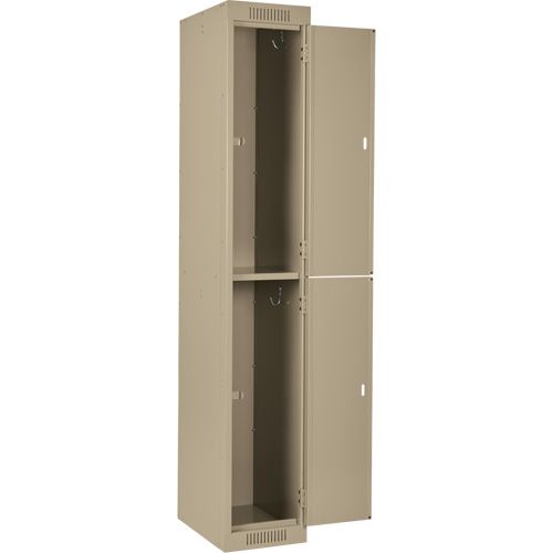 Clean Line Lockers, 2 -tier, Bank of 3, 36" x 18" x 72", Steel, Beige, Rivet (Assembled) Oxymax Inc