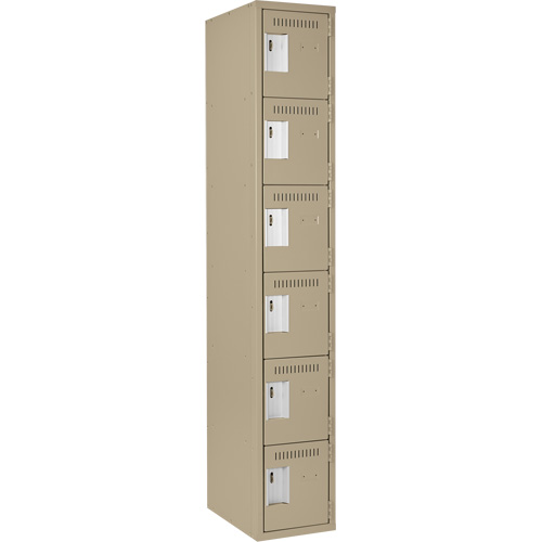 Clean Line Lockerette, 6 -tier, 12" x 18" x 72", Steel, Beige, Rivet (Assembled) Oxymax Inc