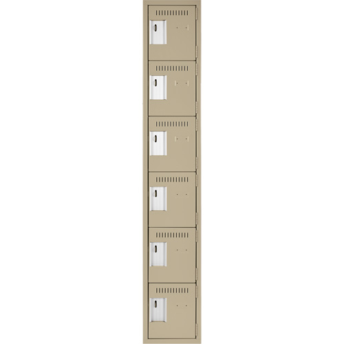 Clean Line Lockerette, 6 -tier, 12" x 18" x 72", Steel, Beige, Rivet (Assembled) Oxymax Inc