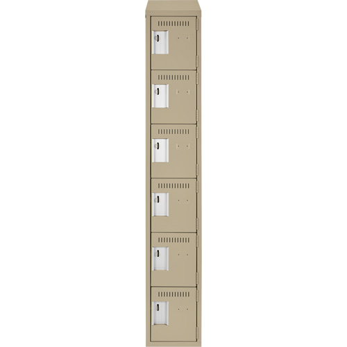 Petits casiers Clean Line, 6 niveaux, 12" x 18" x 78", Acier, Beige, Rivet (assembl&eacute;) Oxymax Inc