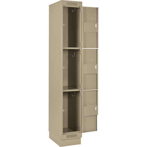 Clean Line Lockers, 3 -tier, Bank of 4, 48" x 18" x 76", Steel, Beige, Rivet (Assembled) Oxymax Inc