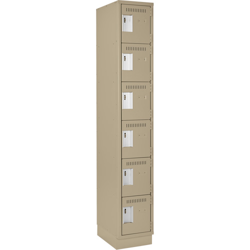 Clean Line Lockerette, 6 -tier, 12" x 18" x 76", Steel, Beige, Rivet (Assembled) Oxymax Inc