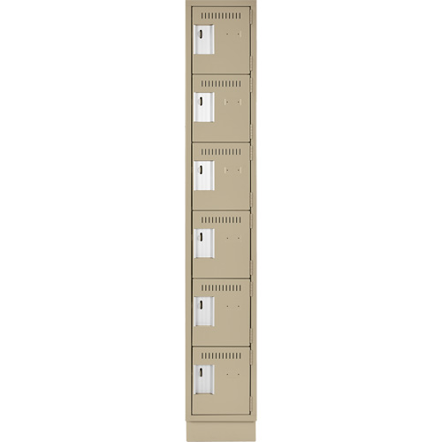 Clean Line Lockerette, 6 -tier, 12" x 18" x 76", Steel, Beige, Rivet (Assembled) Oxymax Inc