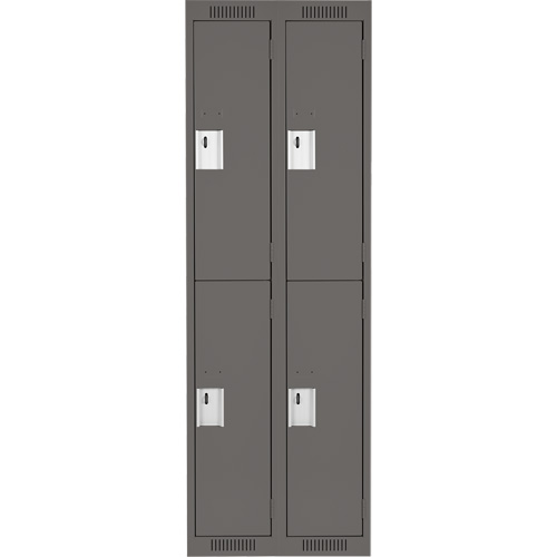 Clean Line Lockers, 2 -tier, Bank of 2, 24" x 18" x 72", Steel, Charcoal, Rivet (Assembled) Oxymax Inc