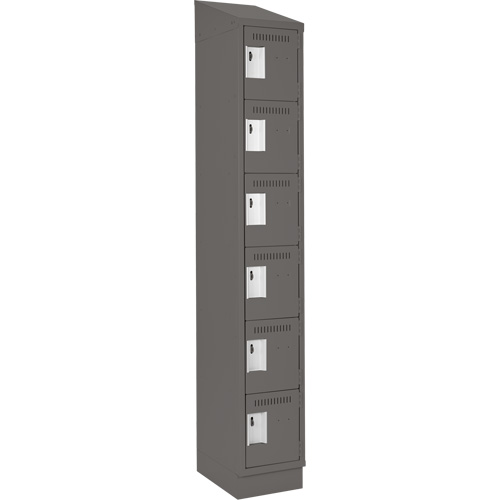 Clean Line Lockerette, 6 -tier, 12" x 18" x 82", Steel, Charcoal, Rivet (Assembled) Oxymax Inc