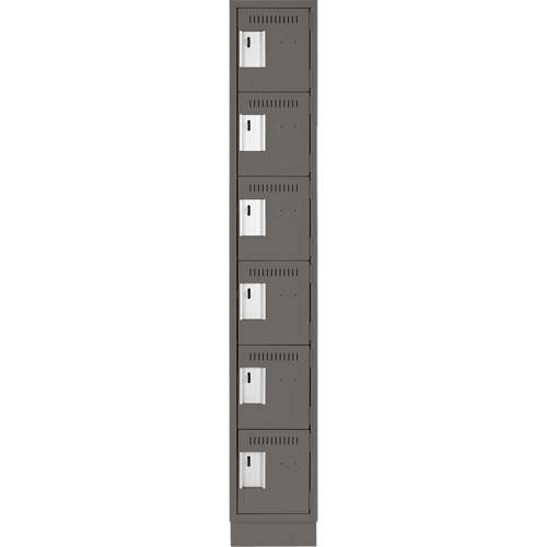 Clean Line Lockerette, 6 -tier, 12" x 18" x 76", Steel, Charcoal, Rivet (Assembled) Oxymax Inc