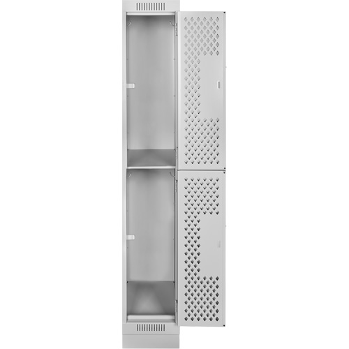 Casiers Clean Line, 2 niveaux, 12" x 15" x 76", Acier, Gris, Rivet (assembl&eacute;), Perfor&eacute; Oxymax Inc