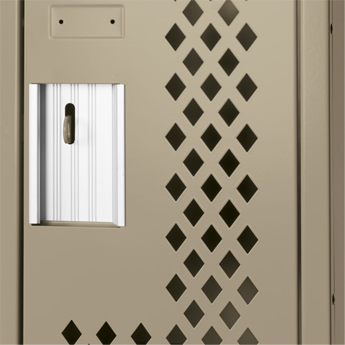 Clean Line Lockers, 2 -tier, Bank of 3, 36" x 12" x 72", Steel, Beige, Rivet (Assembled), Perforated Oxymax Inc