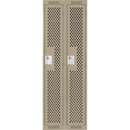 Clean Line Lockers, Bank of 2, 24" x 15" x 72", Steel, Beige, Rivet (Assembled), Perforated Oxymax Inc