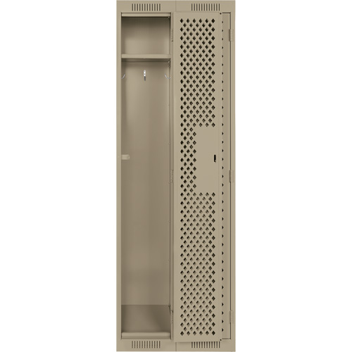 Clean Line Lockers, Bank of 2, 24" x 15" x 72", Steel, Beige, Rivet (Assembled), Perforated Oxymax Inc