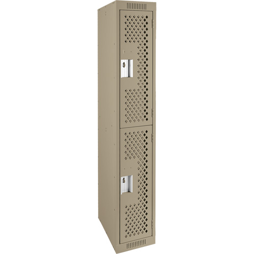 Casiers Clean Line, 2 niveaux, 12" x 15" x 72", Acier, Beige, Rivet (assembl&eacute;), Perfor&eacute; Oxymax Inc