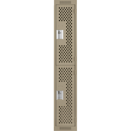 Casiers Clean Line, 2 niveaux, 12" x 15" x 72", Acier, Beige, Rivet (assembl&eacute;), Perfor&eacute; Oxymax Inc