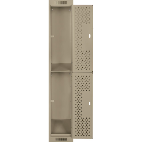 Casiers Clean Line, 2 niveaux, 12" x 15" x 72", Acier, Beige, Rivet (assembl&eacute;), Perfor&eacute; Oxymax Inc