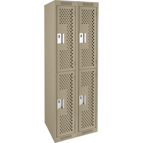 Casiers Clean Line, 2 niveaux, Bloc de 2, 24" x 15" x 72", Acier, Beige, Rivet (assembl&eacute;), Perfor&eacute; Oxymax Inc