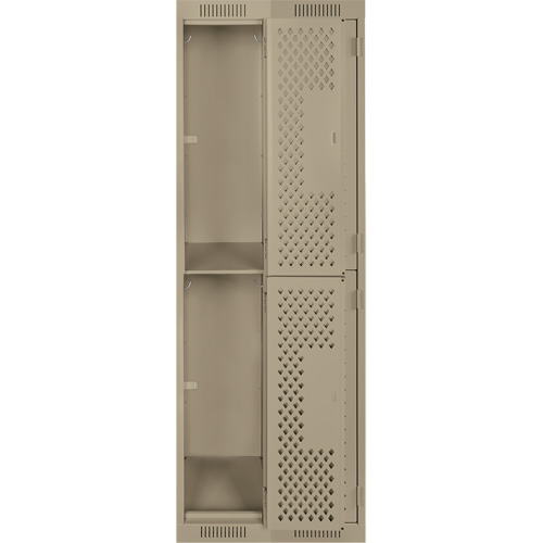 Casiers Clean Line, 2 niveaux, Bloc de 2, 24" x 15" x 72", Acier, Beige, Rivet (assembl&eacute;), Perfor&eacute; Oxymax Inc