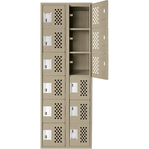 Assembled Lockerettes Clean Line Perforated Economy Lockers, 6 -tier, Bank of 2, 18" x 72" x 12", Steel Oxymax Inc