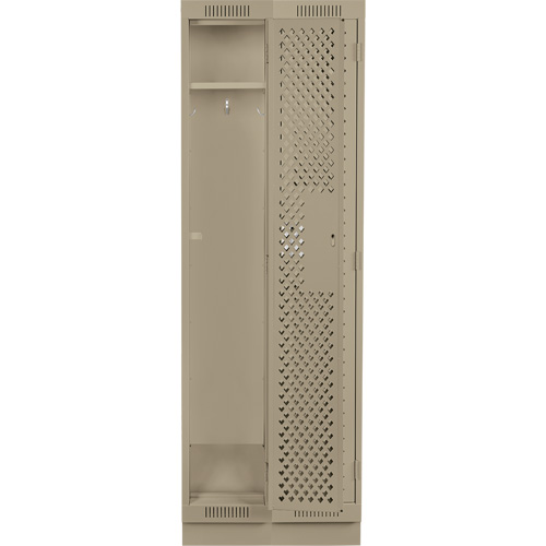 Clean Line Lockers, Bank of 2, 24" x 18" x 76", Steel, Beige, Rivet (Assembled), Perforated Oxymax Inc