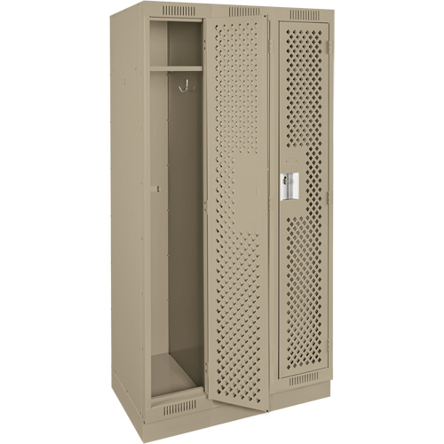 Clean Line Lockers, Bank of 3, 36" x 18" x 76", Steel, Beige, Rivet (Assembled), Perforated Oxymax Inc