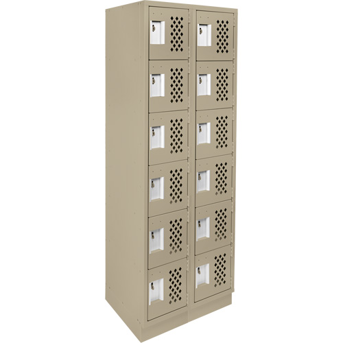 Petits casiers &eacute;conomiques assembl&eacute;s et perfor&eacute;s Clean Line, 6 niveaux, Bloc de 2, 18" x 72" x 12", Acier Oxymax Inc
