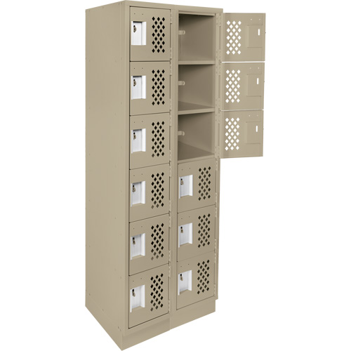 Petits casiers &eacute;conomiques assembl&eacute;s et perfor&eacute;s Clean Line, 6 niveaux, Bloc de 2, 18" x 72" x 12", Acier Oxymax Inc