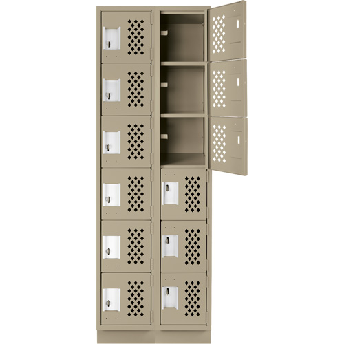 Petits casiers &eacute;conomiques assembl&eacute;s et perfor&eacute;s Clean Line, 6 niveaux, Bloc de 2, 18" x 72" x 12", Acier Oxymax Inc