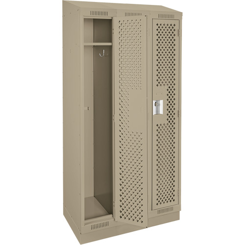 Clean Line Lockers, Bank of 3, 36" x 18" x 82", Steel, Beige, Rivet (Assembled), Perforated Oxymax Inc