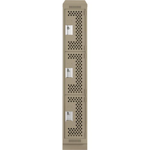 Casiers Clean Line, 3 niveaux, 12" x 18" x 82", Acier, Beige, Rivet (assembl&eacute;), Perfor&eacute; Oxymax Inc