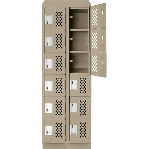 Clean-Line Perforated Lockerette, 6 -tier, Bank of 2, 15" x 72" x 12", Steel Oxymax Inc