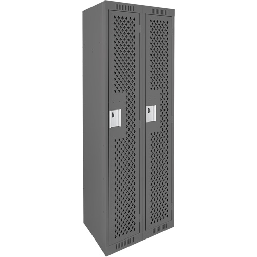 Clean Line Lockers, Bank of 2, 24" x 15" x 72", Steel, Charcoal, Rivet (Assembled), Perforated Oxymax Inc