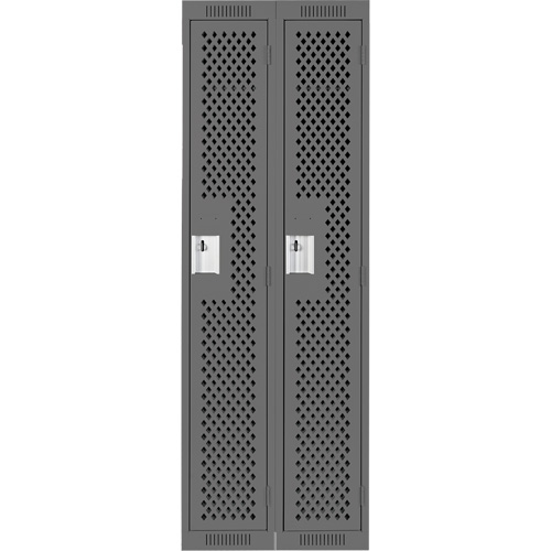 Clean Line Lockers, Bank of 2, 24" x 15" x 72", Steel, Charcoal, Rivet (Assembled), Perforated Oxymax Inc