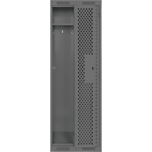Clean Line Lockers, Bank of 2, 24" x 15" x 72", Steel, Charcoal, Rivet (Assembled), Perforated Oxymax Inc