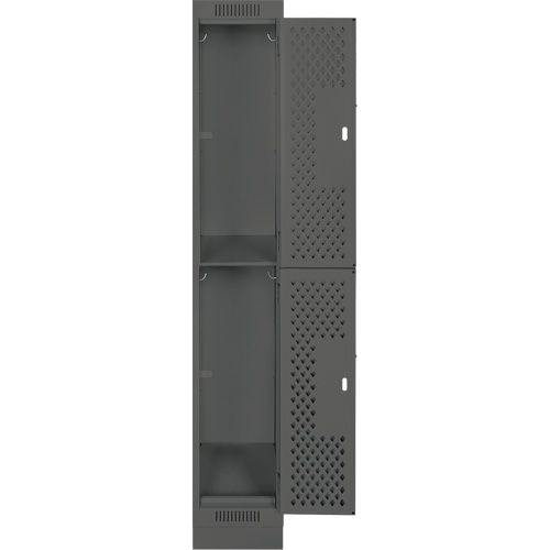 Casiers Clean Line, 2 niveaux, 12" x 15" x 76", Acier, Charbon, Rivet (assembl&eacute;), Perfor&eacute; Oxymax Inc