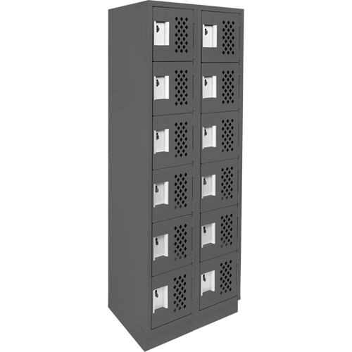 Clean-Line Perforated Lockerette, 6 -tier, Bank of 2, 12" x 72" x 12", Steel Oxymax Inc
