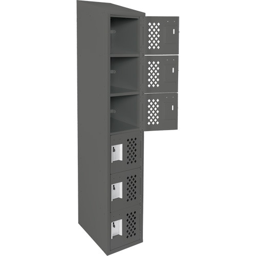 Assembled Lockerettes Clean Line Perforated Economy Lockers, 6 -tier, 18" x 72" x 12", Steel Oxymax Inc