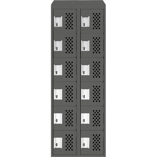 Assembled Lockerettes Clean Line Perforated Economy Lockers, 6 -tier, Bank of 2, 18" x 72" x 12", Steel Oxymax Inc