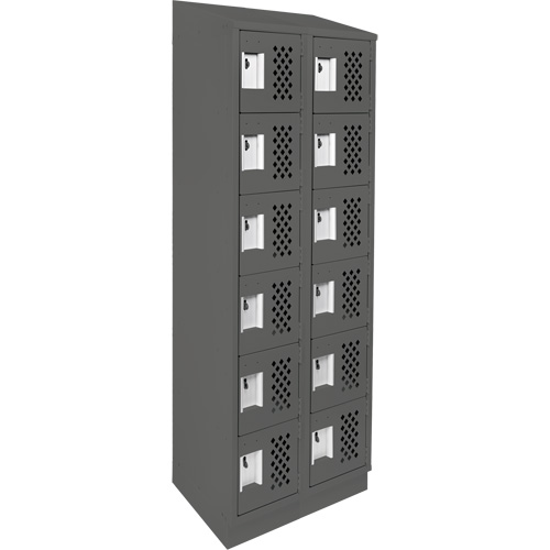 Clean-Line Perforated Lockerette, 6 -tier, Bank of 2, 15" x 72" x 12", Steel Oxymax Inc