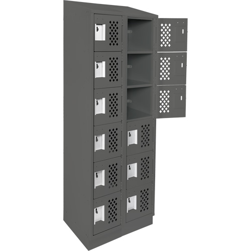 Clean-Line Perforated Lockerette, 6 -tier, Bank of 2, 15" x 72" x 12", Steel Oxymax Inc