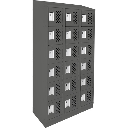 Clean-Line Perforated Lockerette, 6 -tier, Bank of 3, 15" x 72" x 12", Steel Oxymax Inc