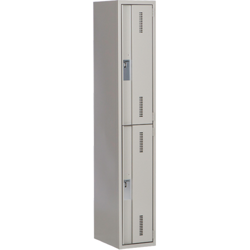 Concorde Heavy-Duty Lockers, 2 -tier, 12" x 18" x 72", Steel, Grey, Welded (Assembled) Oxymax Inc