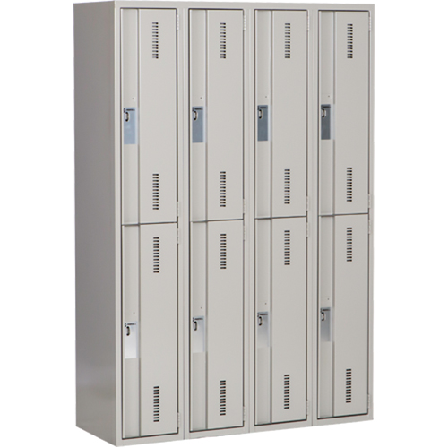 Concorde Heavy-Duty Lockers, 2 -tier, Bank of 4, 48" x 18" x 72", Steel, Grey, Welded (Assembled) Oxymax Inc