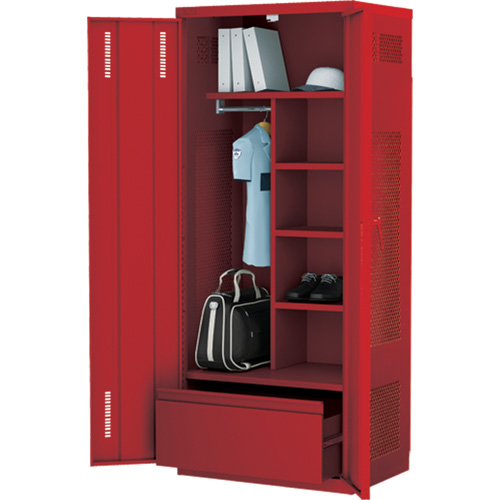Deluxe Gear Locker, Steel, 36" W x 24" D x 72" H, Red Oxymax Inc